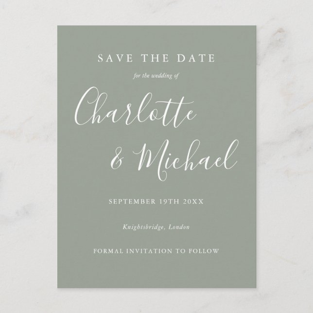 Elegant Script Save the Date Wedding Announcement Postcard (Front)