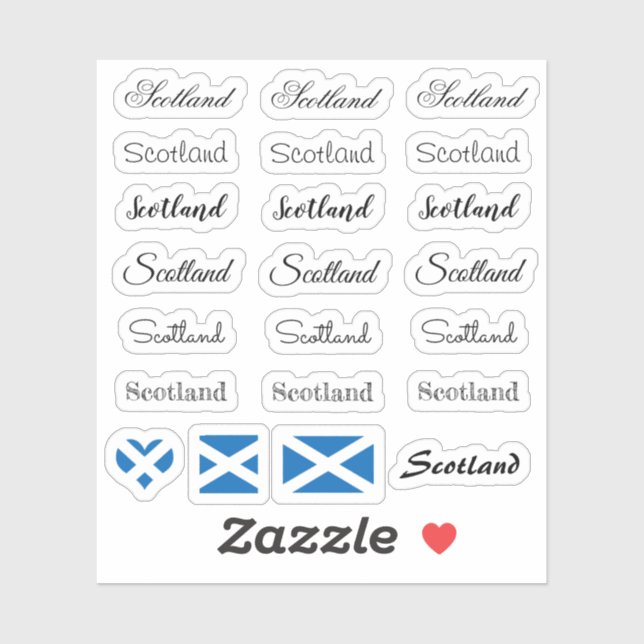Elegant script Scotland & Scottish Flag /name Set (Sheet)
