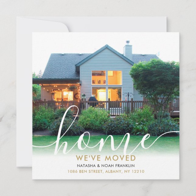 Elegant Script Script New Home Photo Announcement (Front)