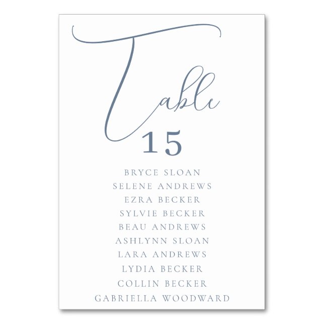 Elegant Script Seating Table Number (Front)