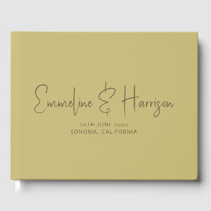 Elegant Script Serif Custom Moss Green Wedding Guest Book