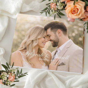 Elegant Script & Serif Personalized Photo Wedding  Guest Book