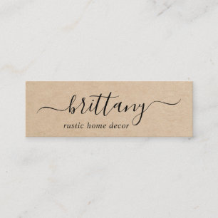 Elegant Script Signature Brown Rustic Mini Business Card