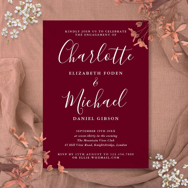 Elegant Script Signature Engagement Party Invitation (Elegant Script Signature Engagement Party Invitation)