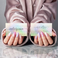 Elegant script signature holograph rainbow glitter