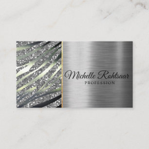 Elegant script signature holographic pink glitter business card