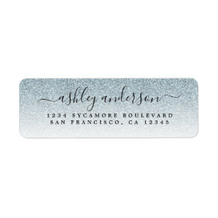 Elegant Script Silver Glitter Return Address Return Address Label