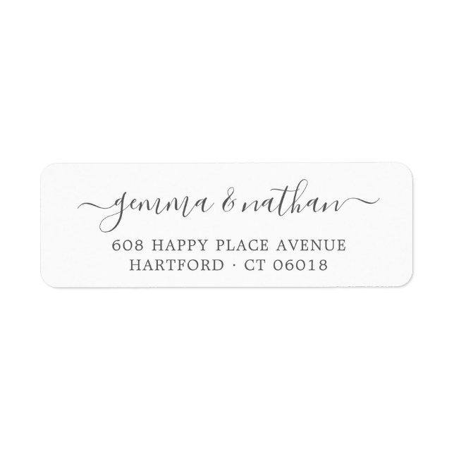 Elegant Script Silver Grey Wedding Return Address Label (Front)