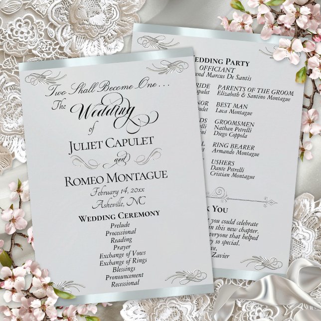 Elegant Script - Silver Pearl/Silver Wedding Program (Creator Uploaded)