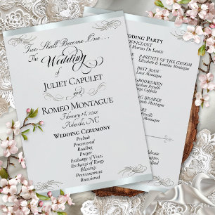 Elegant Script - Silver Pearl/Silver Wedding Program