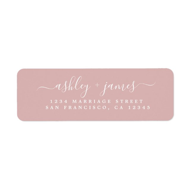 Elegant Script Silver Pink Wedding Return Address Label (Front)