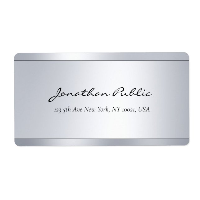 Elegant Script Silver Template Shipping Address (Front)