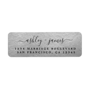 Elegant Script Silver Wedding Return Address Label