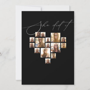 Elegant script simple 15 photo Collage graduation Invitation