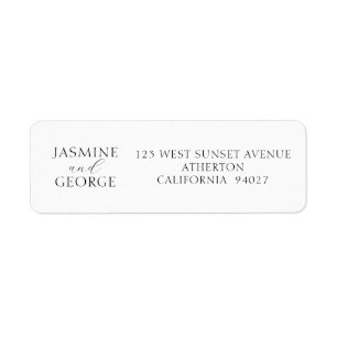 Elegant Script Simple Black & White Wedding Return Address Label