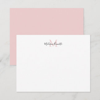 Elegant Script Simple Blush Pink Gold Monogram Card