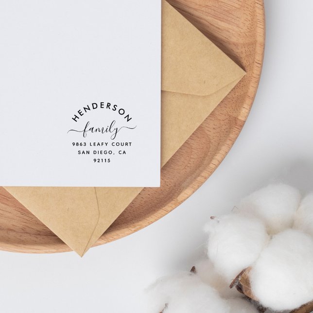 Elegant Script Simple Family Return Address Self-inking Stamp (Creator Uploaded)