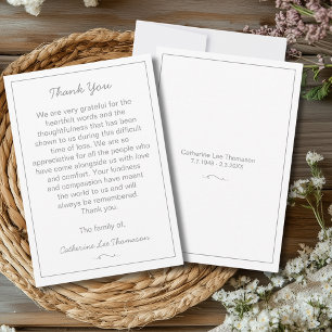 Elegant Script Simple Funeral Flat Thank You Card