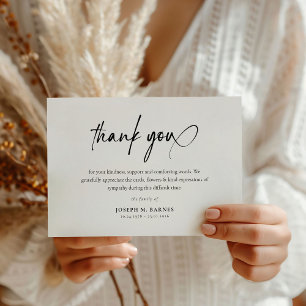 Elegant Script Simple Funeral  Thank You Card