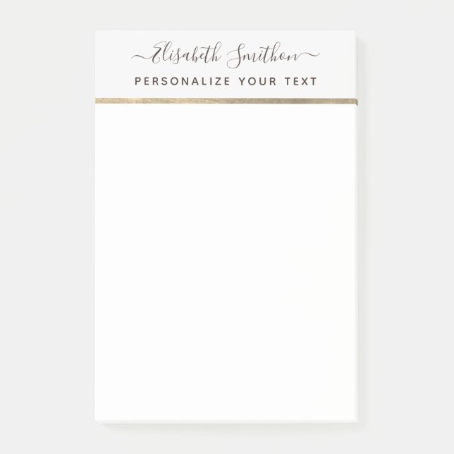  Elegant Script Simple Minimal Personal Stationery Post-it Notes (Front)
