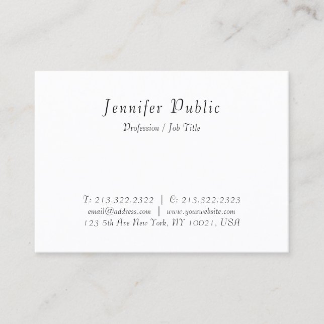 Elegant Script Simple Modern Handwritten Template Business Card (Front)