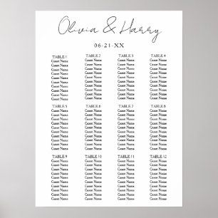 Elegant Script Simple Modern Wedding Seating Chart