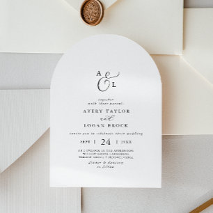 Elegant Script Simple Monogram Boho Arch Wedding Invitation