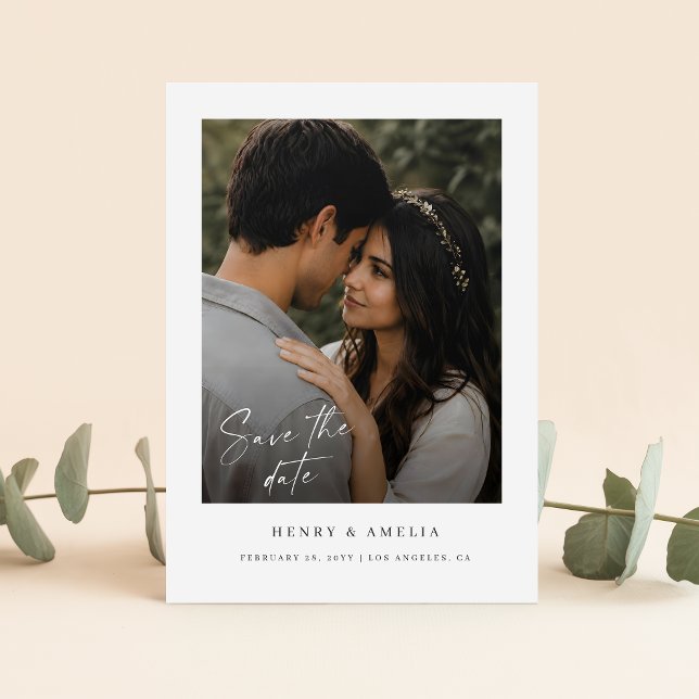 Elegant Script Simple Photo Wedding Save The Date (Creator Uploaded)