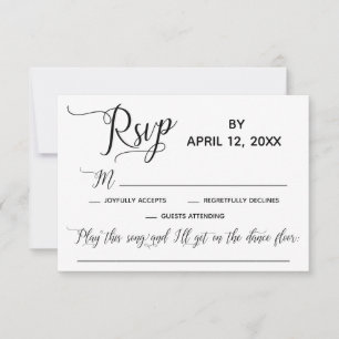Elegant Script Simple Song Request Wedding RSVP