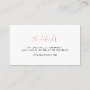 Elegant Script Simple Website Blush Pink Wedding Enclosure Card