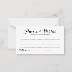 Elegant Script Simple Wedding Advice & Wishes Card