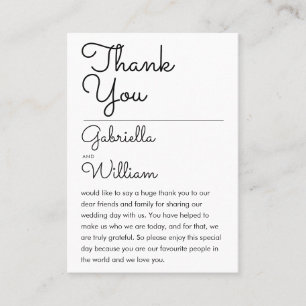 Elegant Script Simple Wedding Thank You Reception  Place Card
