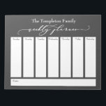 Elegant Script Simple Weekly Planner, Dark Grey Notepad<br><div class="desc">This versatile weekly planner has been set up with very basic elements that can all be edited... except for the header. The phrase "weekly planner" was rendered in a gorgeous luxury script font and has been placed, as a graphic, at the top of the page. Use the template fields to...</div>