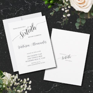 Elegant Script Sixtieth Birthday Celebration Invitation