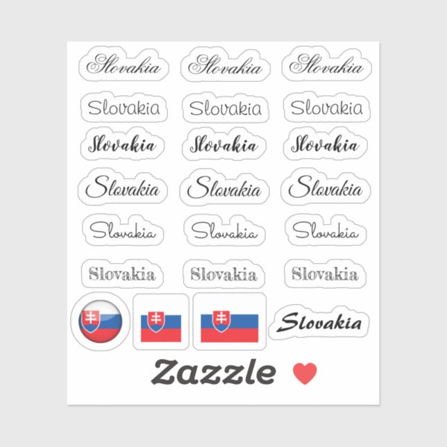 Elegant script Slovakia & Slovakia Flag /name Set (Sheet)