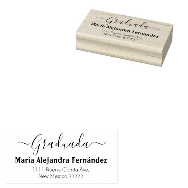 Elegant Script Spanish Custom | Graduation Rubber Stamp (Stamped)
