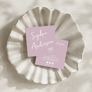 Elegant Script Square Business Card with Bow