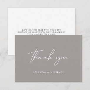 Elegant Script Stone Grey Wedding Thank You Card