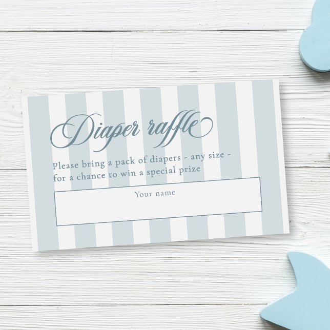 Elegant Script & Stripes Baby Shower Diaper Raffle Enclosure Card (Creator Uploaded)