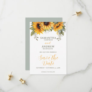 Elegant Script Sunflower Wedding Save the Date
