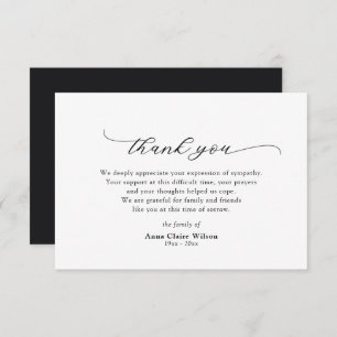 Elegant Script Sympathy Acknowledgement Thank You Card