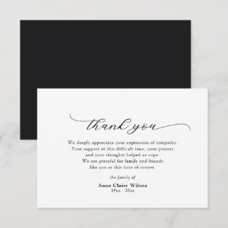 Elegant Script Sympathy Acknowledgement Thank You Card