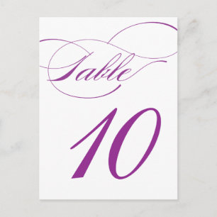 Elegant Script Table Number Postcard Purple