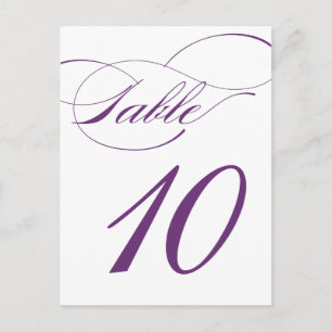 Elegant Script Table Number Postcard   Purple 520C