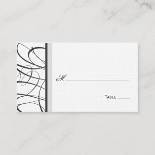 Elegant Script Table Seating/Place Card - Black