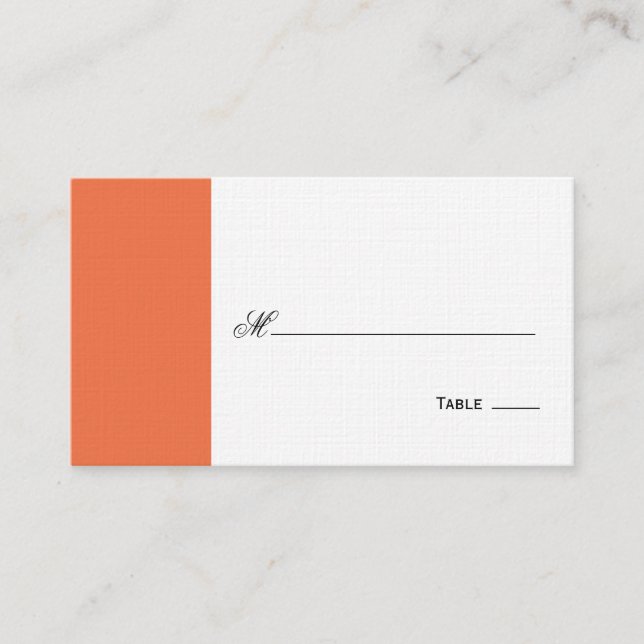 Elegant Script Table Seating/Place Card - Orange (Front)