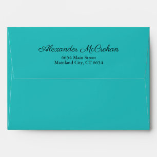 Elegant Script Teal Aqua Return Address Mailing Envelope