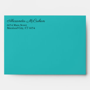 Elegant Script Teal Aqua Return Address Mailing Envelope