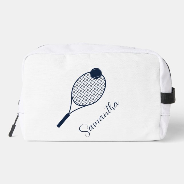 Elegant Script Tennis Players Name Personalised Dopp Kit (Back)