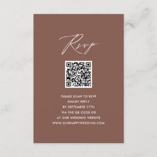 Elegant Script Terracotta Simple QR Wedding RSVP Enclosure Card
